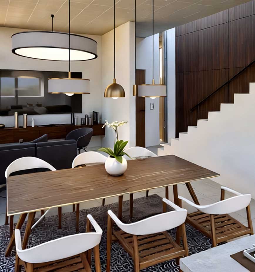 Brown wooden table & chair