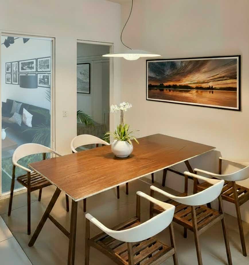 Brown wooden table & chair